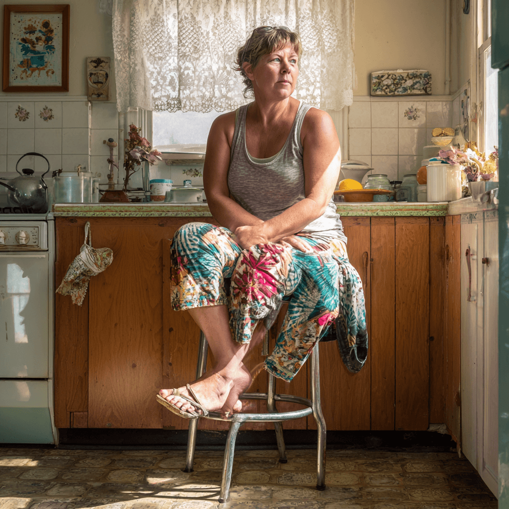Helena, im Halbschatten ihres Küchenschemels am Donnerstagmorgen.