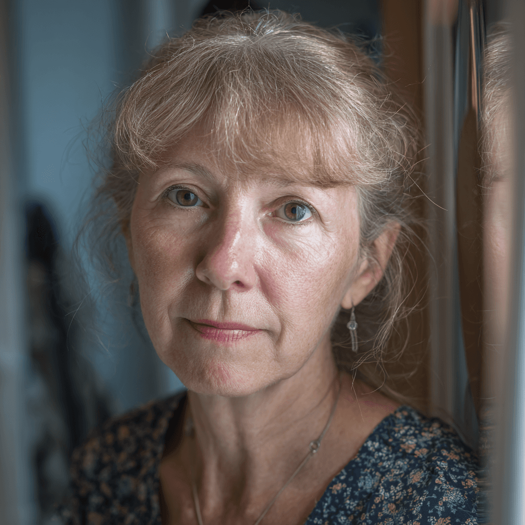 Rebecca, Sonntagabend im Flur ihrer neuen, kleineren Wohnung.